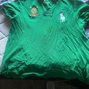 Ralph Lauren Green Polo Shirt with Embroidered Logo and Crest